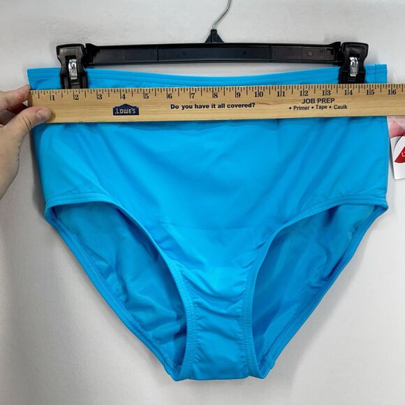 Lands End High Waisted Bikini Swim Bottoms Size 12 Turquoise Blue Beach NEW - Picture 7 of 9